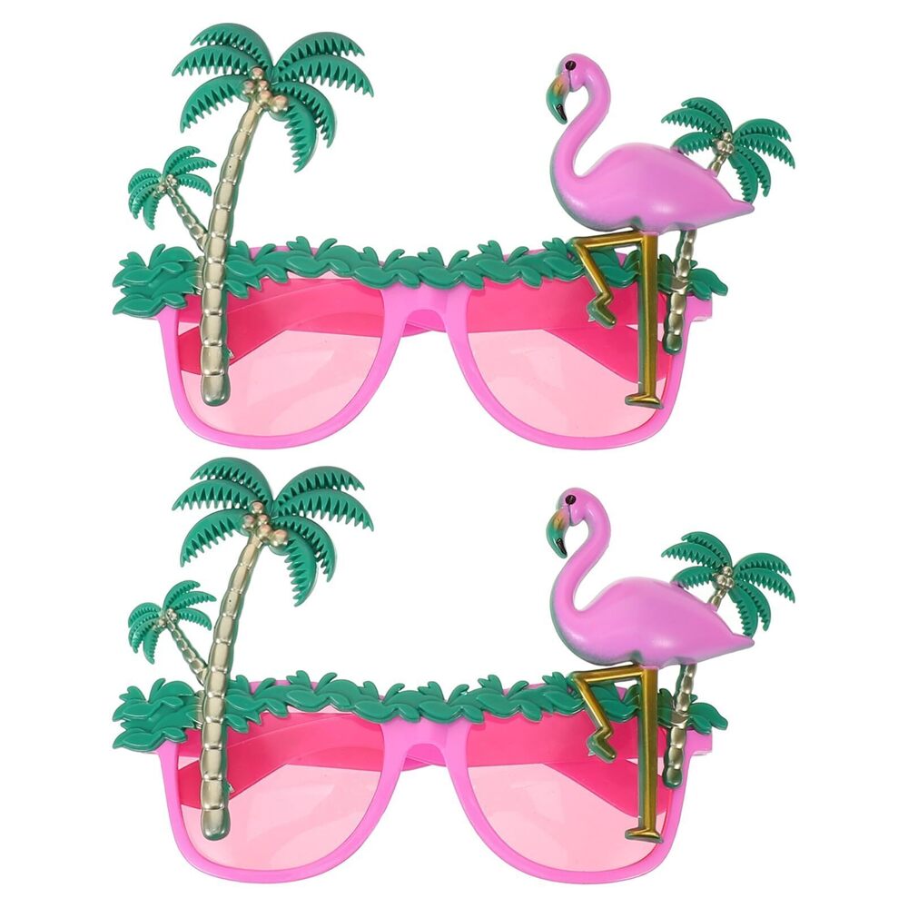 4224 2 Pcs Flamingo Sunglasses Summer Beach Funny Eyeglasses for Adults